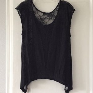 Black lace back top